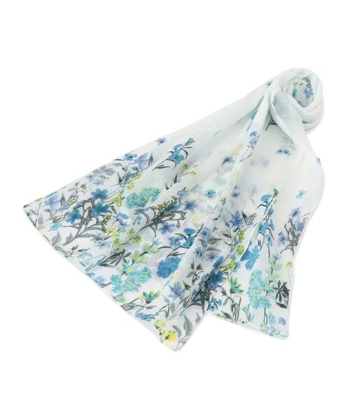 ITS'DEMO / イッツデモ マフラー・ショール・スヌード・ストール | 【母の日】箱入りグラデフラワーストール（ブルー(191)）