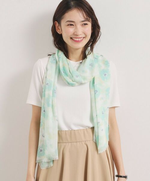 ITS'DEMO / イッツデモ マフラー・ショール・スヌード・ストール | 【UV／接触冷感】水彩花柄ぼかしストール | 詳細5