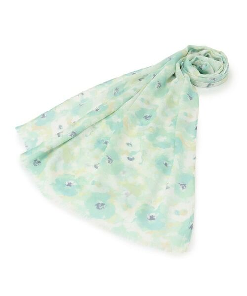 ITS'DEMO / イッツデモ マフラー・ショール・スヌード・ストール | 【UV／接触冷感】水彩花柄ぼかしストール（グリーン(122)）