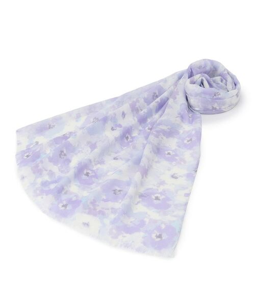 ITS'DEMO / イッツデモ マフラー・ショール・スヌード・ストール | 【UV／接触冷感】水彩花柄ぼかしストール（ラベンダー(180)）