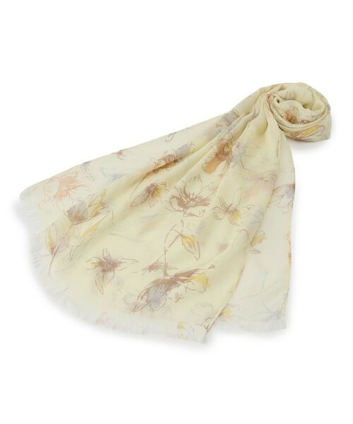 ITS'DEMO / イッツデモ マフラー・ショール・スヌード・ストール | 【接触冷感】線画ストール（イエロー(131)）