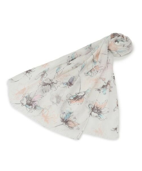 ITS'DEMO / イッツデモ マフラー・ショール・スヌード・ストール | 【接触冷感】線画ストール（ライトベージュ(151)）