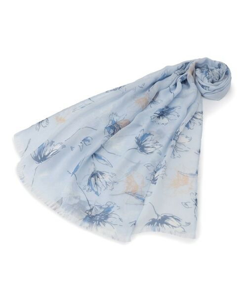 ITS'DEMO / イッツデモ マフラー・ショール・スヌード・ストール | 【接触冷感】線画ストール（ブルー(192)）