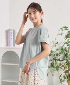 ITS'DEMO / イッツデモ カットソー | 【接触冷感／遮熱／洗濯機OK】肩レースTシャツ