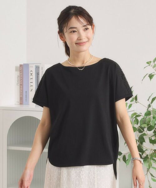 ITS'DEMO / イッツデモ カットソー | 【接触冷感／遮熱／洗濯機OK】肩レースTシャツ | 詳細1