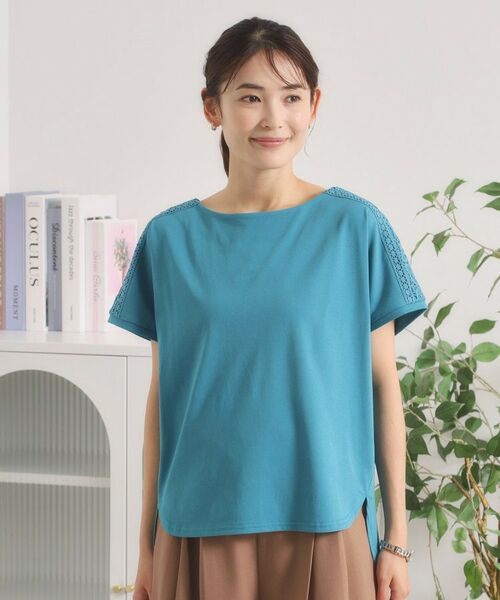 ITS'DEMO / イッツデモ カットソー | 【接触冷感／遮熱／洗濯機OK】肩レースTシャツ | 詳細13