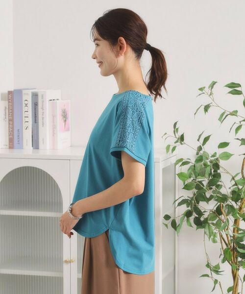 ITS'DEMO / イッツデモ カットソー | 【接触冷感／遮熱／洗濯機OK】肩レースTシャツ | 詳細14