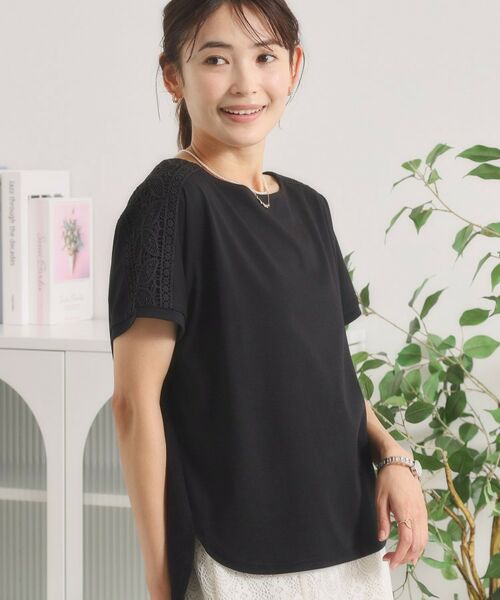 ITS'DEMO / イッツデモ カットソー | 【接触冷感／遮熱／洗濯機OK】肩レースTシャツ | 詳細2