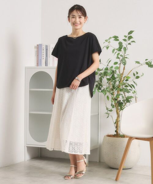 ITS'DEMO / イッツデモ カットソー | 【接触冷感／遮熱／洗濯機OK】肩レースTシャツ | 詳細3