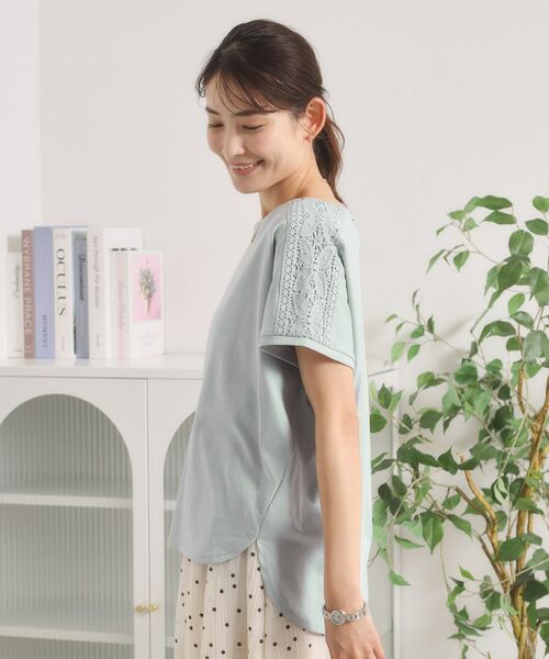 ITS'DEMO / イッツデモ カットソー | 【接触冷感／遮熱／洗濯機OK】肩レースTシャツ | 詳細5