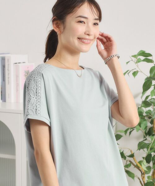 ITS'DEMO / イッツデモ カットソー | 【接触冷感／遮熱／洗濯機OK】肩レースTシャツ | 詳細6
