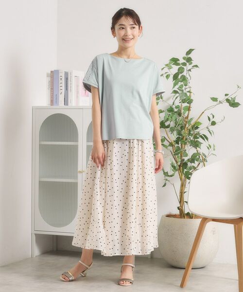 ITS'DEMO / イッツデモ カットソー | 【接触冷感／遮熱／洗濯機OK】肩レースTシャツ | 詳細7
