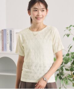 ITS'DEMO / イッツデモ カットソー | 【手洗い可】レースジャカードTシャツ