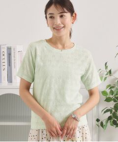 ITS'DEMO / イッツデモ カットソー | 【手洗い可】レースジャカードTシャツ