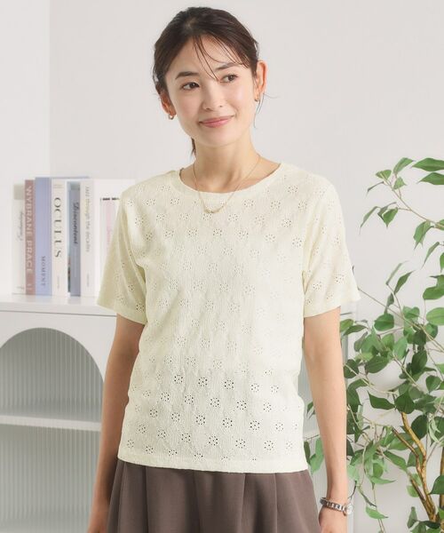 ITS'DEMO / イッツデモ カットソー | 【手洗い可】レースジャカードTシャツ | 詳細1