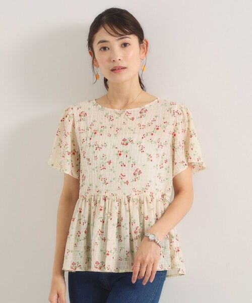 ITS'DEMO / イッツデモ シャツ・ブラウス | 花柄シャーリングブラウス（オフホワイト(103)）
