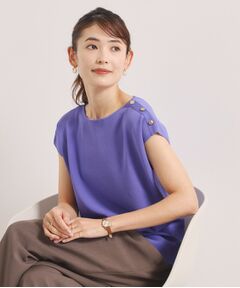 ITS'DEMO / イッツデモ ニット・セーター | 【冷感】ボタン付きフレンチスリーブニット