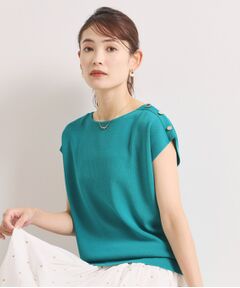 ITS'DEMO / イッツデモ ニット・セーター | 【冷感】ボタン付きフレンチスリーブニット