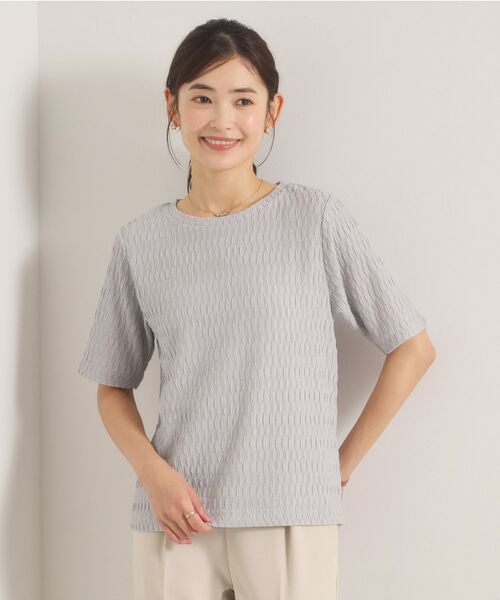 ITS'DEMO / イッツデモ カットソー | シャーリングジャカードTシャツ（ライトグレー(011)）