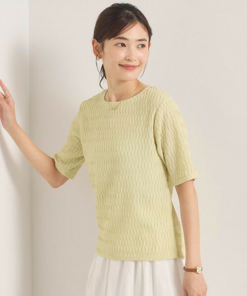 ITS'DEMO / イッツデモ カットソー | シャーリングジャカードTシャツ（ライトイエロー(030)）