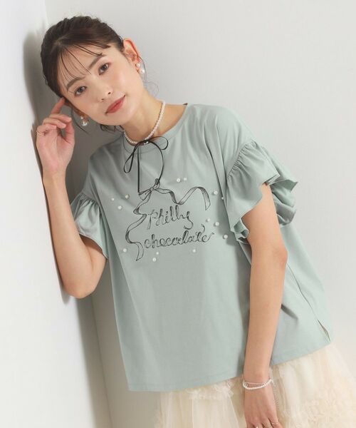 ITS'DEMO / イッツデモ カットソー | <Philly chocolateコラボ>リボンTシャツ（ミントグリーン(021)）