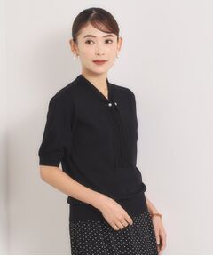 ITS'DEMO / イッツデモ ニット・セーター | レース付きボウタイ5分袖ニット