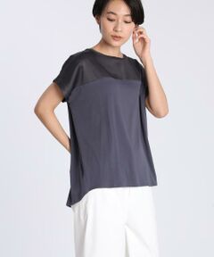 I.T.'S. international / イッツインターナショナル Tシャツ | サテン切り替えワイドカットソー《スビン綿MIXフライス》