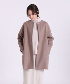 ノーカラーコート《Super110's Wool》