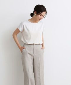 I.T.'S. international / イッツインターナショナル Tシャツ | サテン切り替えワイドカットソー《スビン綿MIXフライス》