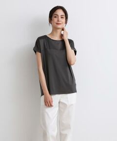 I.T.'S. international / イッツインターナショナル Tシャツ | サテン切り替えワイドカットソー《スビン綿MIXフライス》