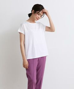 I.T.'S. international / イッツインターナショナル Tシャツ | サテン切り替えワイドカットソー《スビン綿MIXフライス》