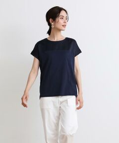 I.T.'S. international / イッツインターナショナル Tシャツ | サテン切り替えワイドカットソー《スビン綿MIXフライス》