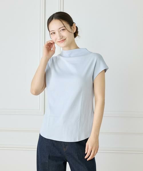 I.T.'S. international / イッツインターナショナル カットソー | ボトルネックカットソー《スビン綿MIXフライス》（サックス3）