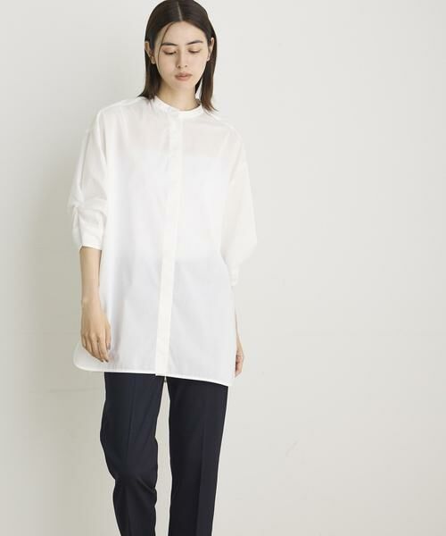 I.T.'S. international / イッツインターナショナル シャツ・ブラウス | バンドカラーツイストスリーブシャツ《スビン綿MIXローン》 | 詳細20