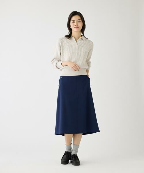 I.T.'S. international / イッツインターナショナル ミニ・ひざ丈スカート | フロントボタンAラインスカート | 詳細3