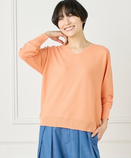 I.T.'S. international/イッツインターナショナル ホールガーメントVネックニット《Cuoo》 オレンジ1 00 I.T.'S. international/イッツインターナショナル ホールガーメントVネックニット《Cuoo》 オレンジ1 00