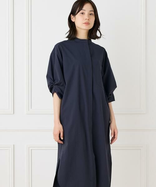 I.T.'S. international / イッツインターナショナル ミニ丈・ひざ丈ワンピース | バンドカラーツイストスリーブワンピース | 詳細1