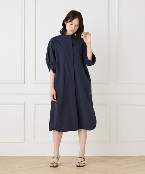 I.T.'S. international / イッツインターナショナル ミニ丈・ひざ丈ワンピース | バンドカラーツイストスリーブワンピース | 詳細3