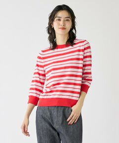 I.T.'S. international / イッツインターナショナル ニット・セーター | 5分袖ボーダークルーネックプルオーバー