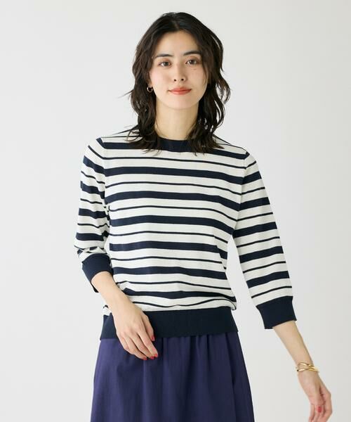 I.T.'S. international / イッツインターナショナル ニット・セーター | 5分袖ボーダークルーネックプルオーバー | 詳細15