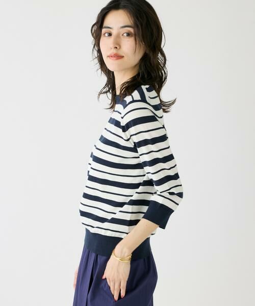 I.T.'S. international / イッツインターナショナル ニット・セーター | 5分袖ボーダークルーネックプルオーバー | 詳細28