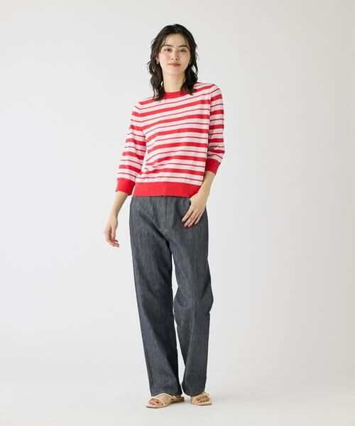 I.T.'S. international / イッツインターナショナル ニット・セーター | 5分袖ボーダークルーネックプルオーバー | 詳細21