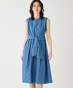 I.T.'S. international / イッツインターナショナル ミニ丈・ひざ丈ワンピース | ライトデニムウエストリボンワンピース