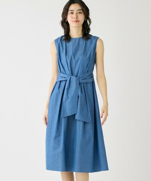 I.T.'S. international / イッツインターナショナル ミニ丈・ひざ丈ワンピース | ライトデニムウエストリボンワンピース | 詳細1