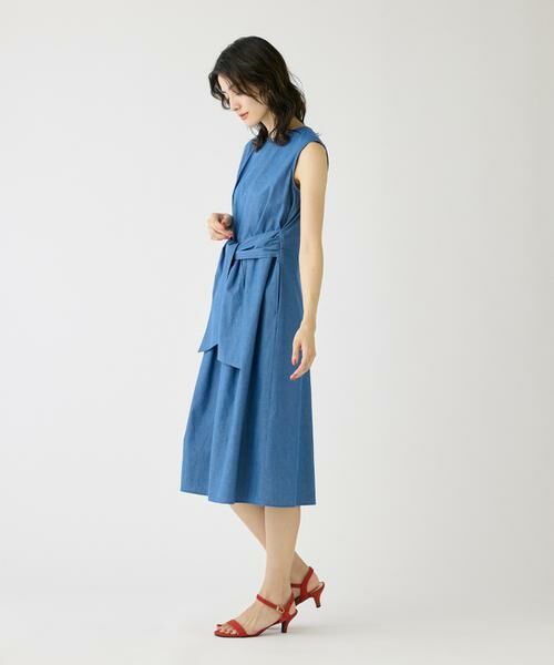 I.T.'S. international / イッツインターナショナル ミニ丈・ひざ丈ワンピース | ライトデニムウエストリボンワンピース | 詳細4