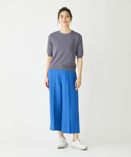 45rpmコットン100% アイボリーと青のストライプサマーセーター 45rpmコットン100% アイボリーと青のストライプサマーセーター