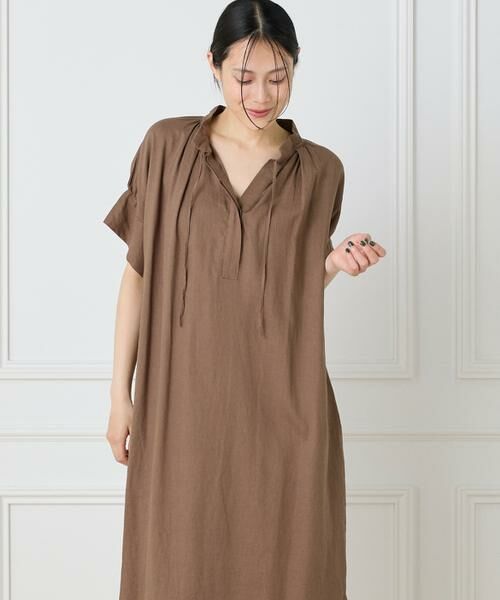 I.T.'S. international / イッツインターナショナル ロング・マキシ丈ワンピース | リネンギャザーワンピース | 詳細1