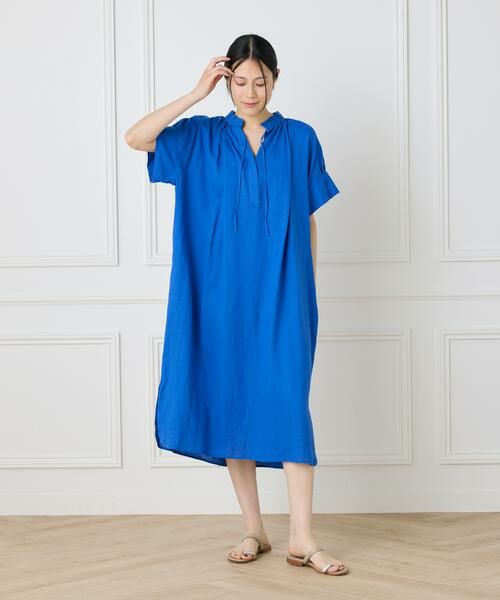 I.T.'S. international / イッツインターナショナル ロング・マキシ丈ワンピース | リネンギャザーワンピース | 詳細10