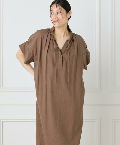 I.T.'S. international / イッツインターナショナル ロング・マキシ丈ワンピース | リネンギャザーワンピース | 詳細15