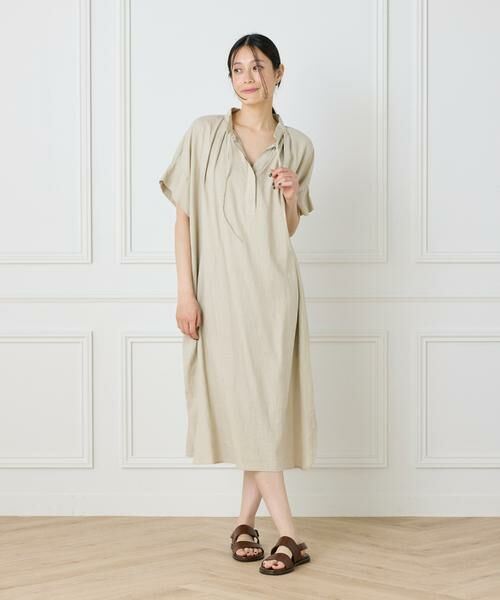 I.T.'S. international / イッツインターナショナル ロング・マキシ丈ワンピース | リネンギャザーワンピース | 詳細6